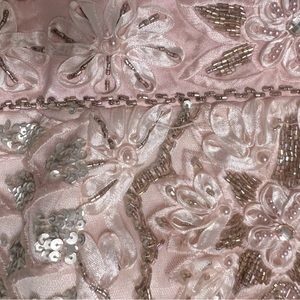Floor length pink wedding hues or bridesmaid dress